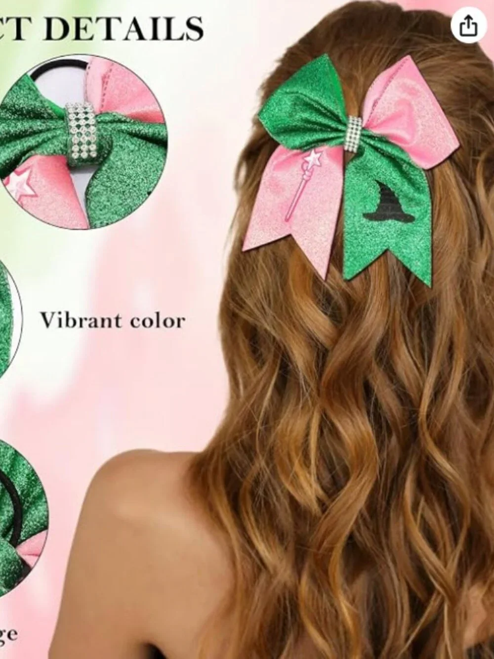 NWT 💚🩷Wicked Pink Green Hair Accessory Bow
